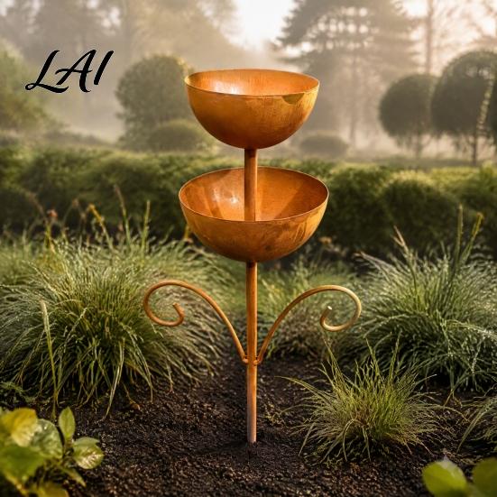 Heavy Duty Metal Feeder Double Layer Bird with Ground Stake Feeding Decorative for Yard Station Weather Resistant Garden Lawn Backyard Decor