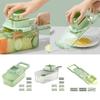 Green Multifunctional Vegetable Slicer Cutter Shredders Slicer with Basket Fruit Potato Chopper Carrot Grater Kitchen Tools