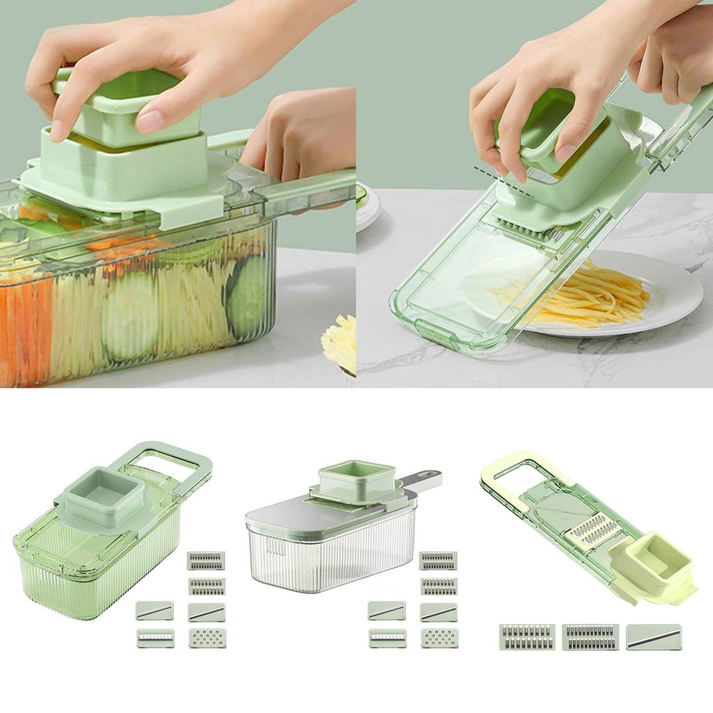 Green Multifunctional Vegetable Slicer Cutter Shredders Slicer with Basket Fruit Potato Chopper Carrot Grater Kitchen Tools