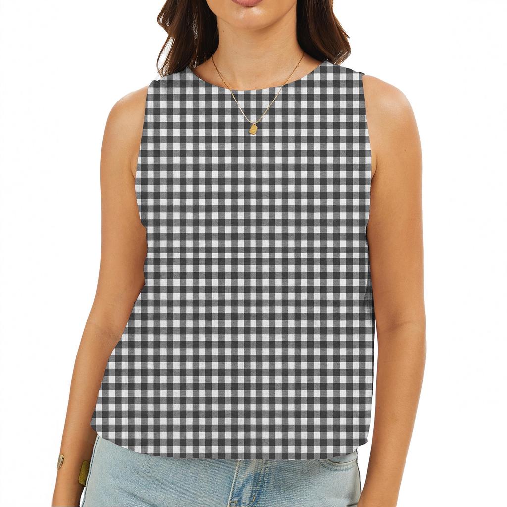 Women’s Sleeveless Plaid Relaxed Fit Tank Top Casual Lightweight Checkered Pattern Blouse for Everyday Wear