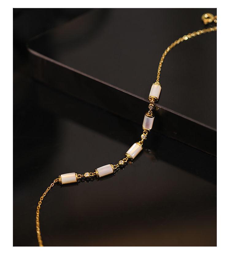 Retro Bamboo Forest Gold-Plated Bracelet: Exquisite White Shell Design for Women, Perfect for Spring and Summer.