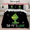 Duvet Cover Printed With Christmas Decoration Super Soft Brushed Microfiber Double Bed Comfortable Set With Zipper Closure And 2 Pillowcases