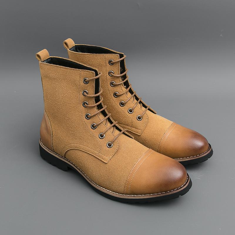 Men Motorcycle Casual Black Outdoor Retro Green Hiking Shoes High Boots Street Style Cool Boots Large Size