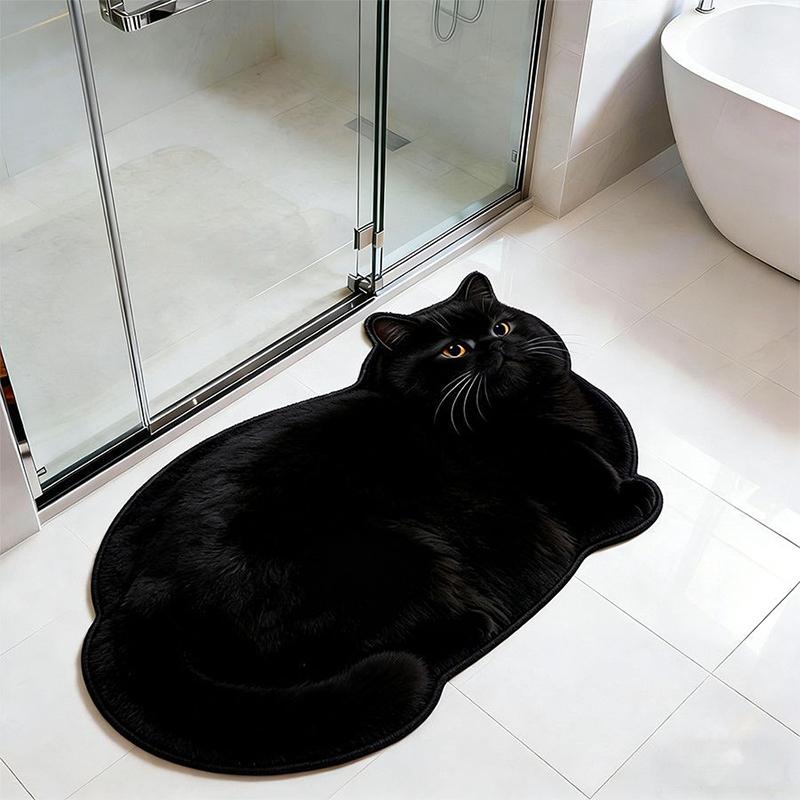 3D Cat Shaped Diatomite Bath Mat Super Absorbent Non-slip Quick Dry Bathroom Doormat For Cat Lover Home Decor