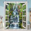 Simulation Window Beach Forest Outdoor Shower Curtain Tropical Seaside Landscape Bohemian Cloth Hanging Curtains Bathroom Decor