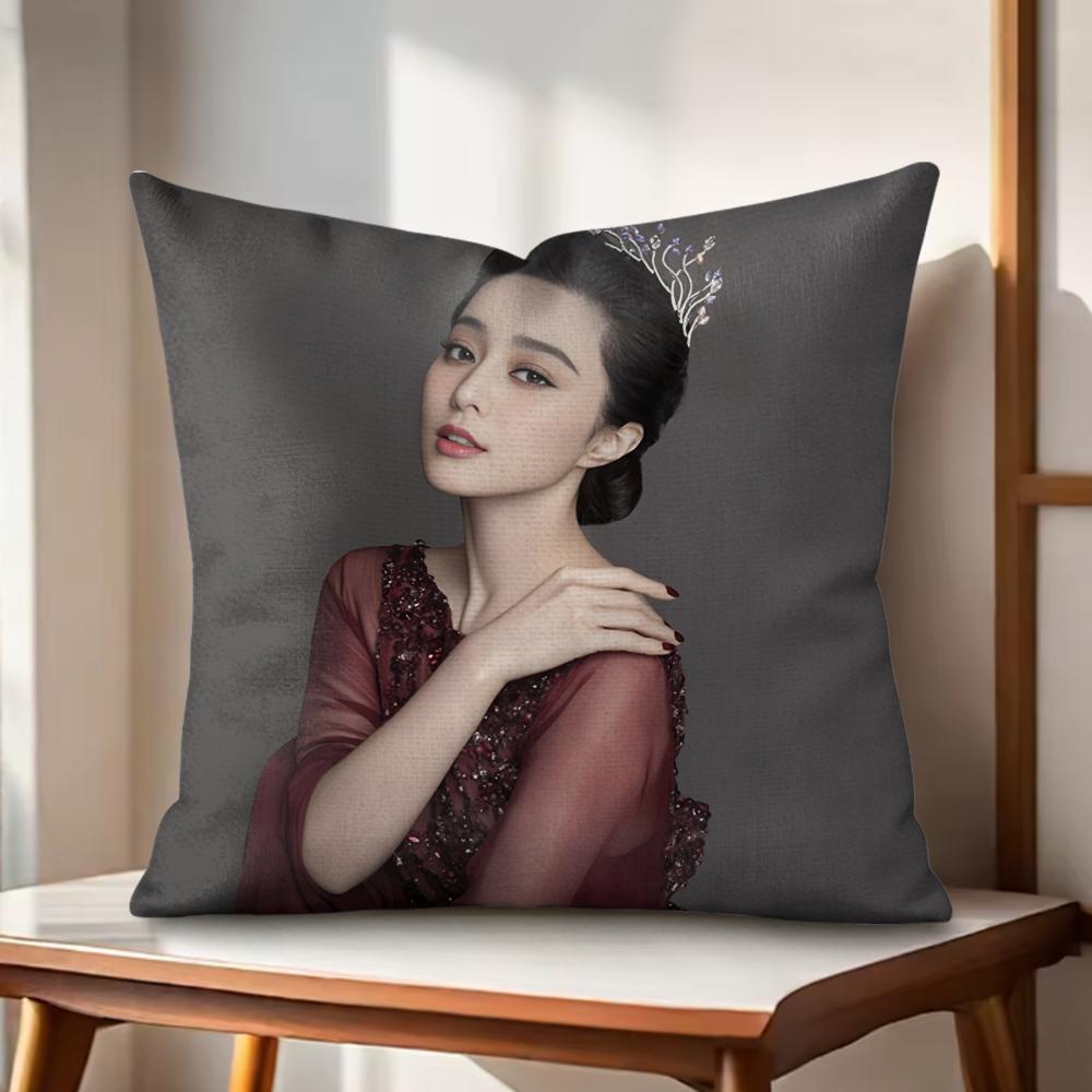 

actress Fan Bingbing Cushion Cover Natural Linen Organic Fabric DoubleSided Printing Couch Pillow Covers Home Decor 30x30cm