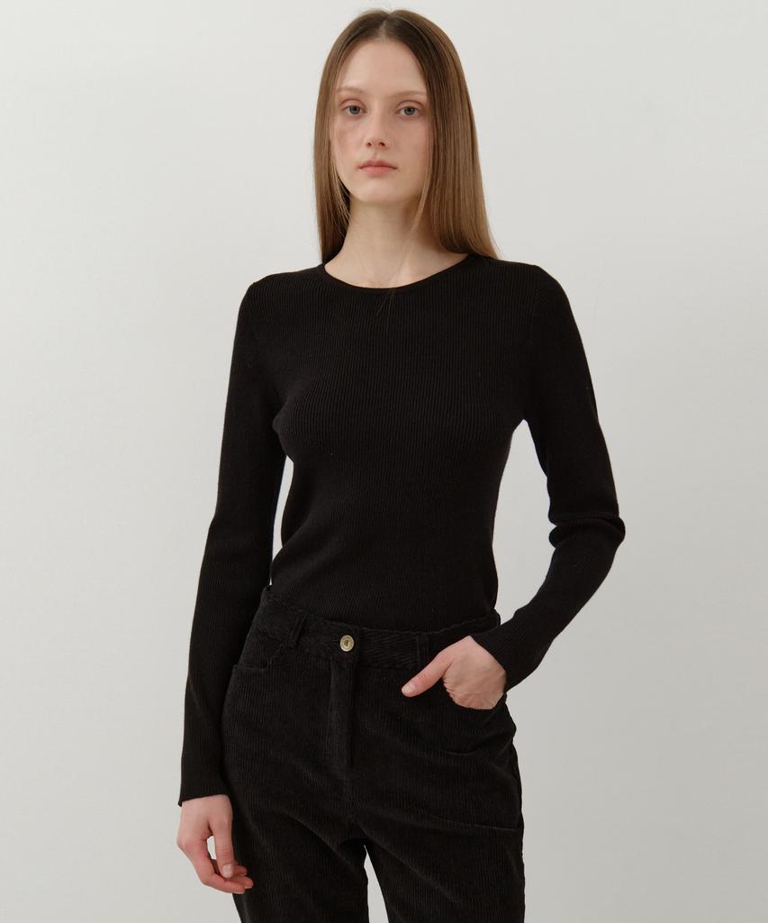 Wednesday Oasis For Woman Jane Round Neck Washable Knit_Black(Wc25-Kn34)