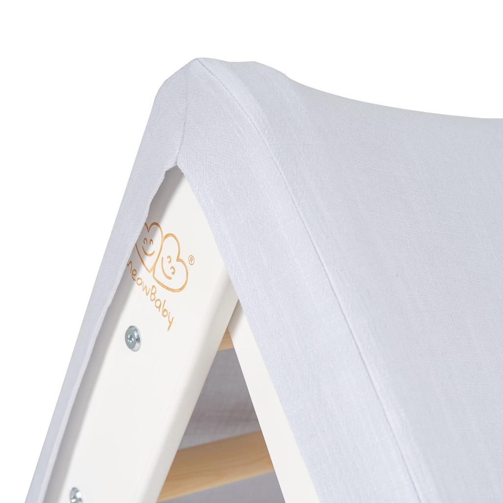 MeowBaby ® A House for Children with a Ladder 68x61x60 Cm Folding Into the Room. Wood, Linen, Viscose, Gray and Blue House