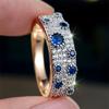 Blue Crystal White Zircon Small Round Stone Rings For Women Vintage Fashion Gold Color Ring Wedding Jewelry Mother's Day Gifts