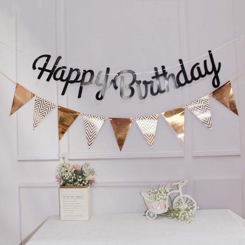 Forest Style Felt Triangle Party Flags In Brown, Blue, and Green