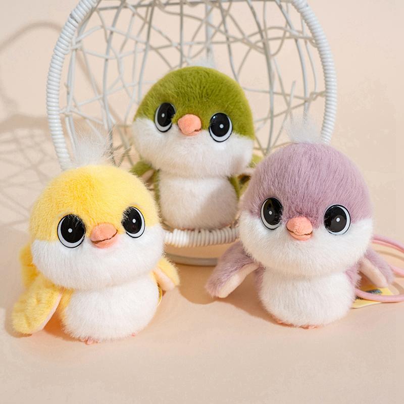 Cartoon Sparrow Plush Toy Stuffed Fat Round Birds Animal Doll Gentle Adorable Bird Pendant Key Chain Sweet Gifts Car / Bag Decor