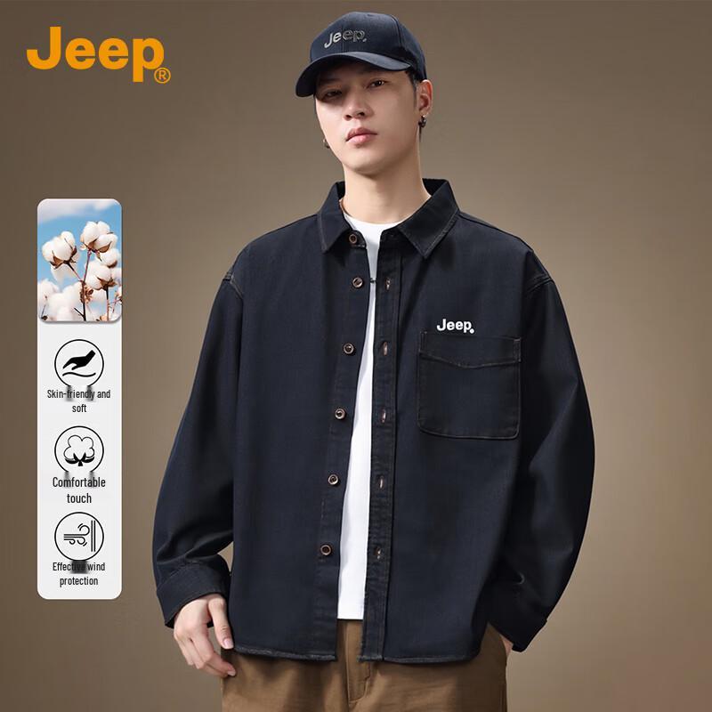 JEEP Men s Relaxed Fit Denim Long-Sleeve Shirt Jacket 3XL