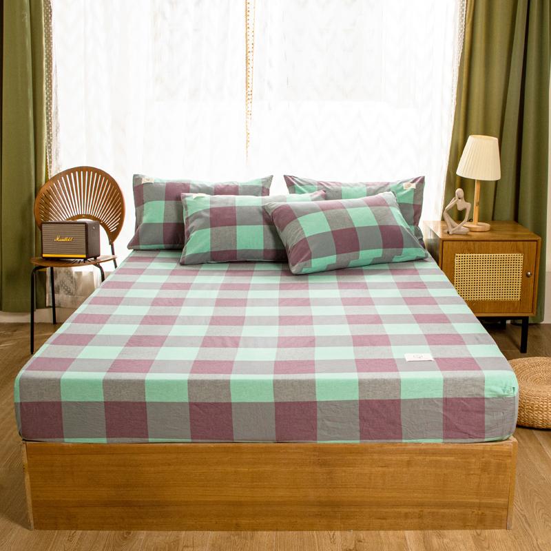 100% Cotton Single Product Bed Hat Yarn-dyed Wash Series Bedspread Mattress Cover 360 Degree Wrap with Elastic Sheet Protector