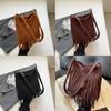 Stylish Retro Faux Leather Shoulder Bag For Women With Charming Tassel Detail