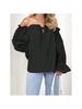 Damen Schulterfrei Bluse Langarm Rüschen Tunika Top Elegant Lässig