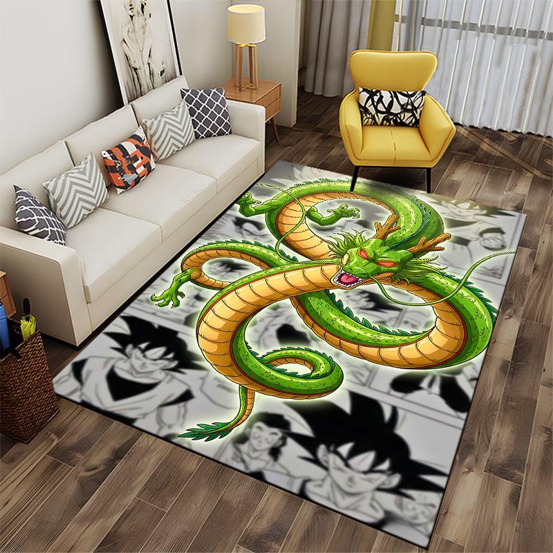 Green Dragon with Anime Style suitable as a non-slip mat for the living room or bedroom sofa