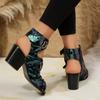 Belt Buckle High-heeled Sandals for Women In Summer 2025  New Hollow Out Oversized Thick Heel Roman Sandals