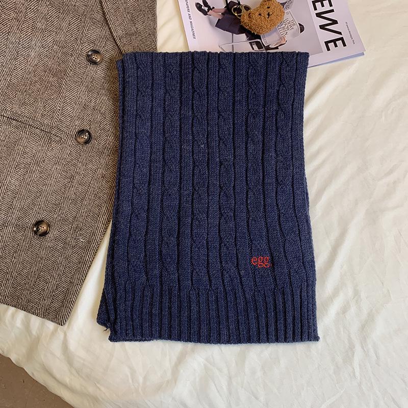Luochi Wool Blend Embroidered Cable Knit Scarf: Retro Autumn/Winter Style Neck Gaiter for Women & Men