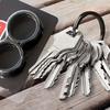QIKEJI Flat Key Ring, Keyring, Black, Outer Diameter: 1.3 x 1.1 inches (32 mm),