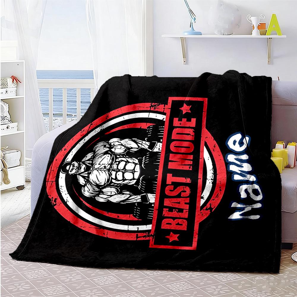 Keep Fit Customize Your Name Blanket Lightweight Personalized Blanket Soft Warm Cozy Throw For Picnics Seaside Bed Couch for All Occasions