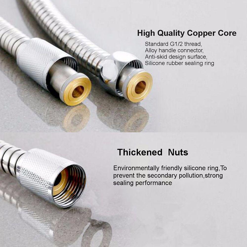 1.5m Durable Bathroom Supplies Stainless Steel Plumbing Hoses Water Pipe Flexible Shower Tube