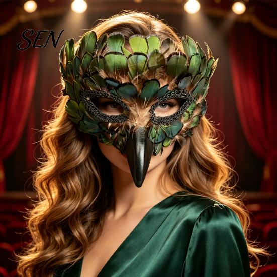 Máscara de Pico de Pájaro Única, Misteriosa Pluma Águila Animal Media Decorativa Pluma Cara Máscara de Disfraz para Halloween, Mardi Gras,