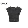ONLY Women's Distressed Washed Sleeveless Cropped Denim T-shirt