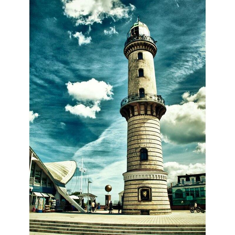 New 5D DIY Diamond Painting Lighthouse Diamond Embroidery Sea View Cross Stitch Full Round Drill Crafts Home Decor Gift