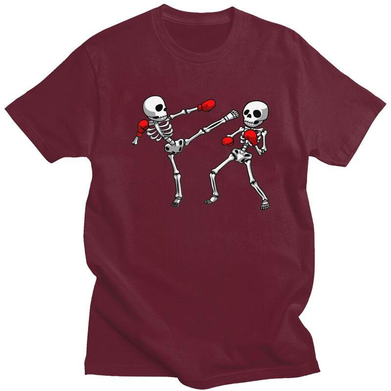 Kickboxing Kickboxer Boxe T-shirt Teschio Magliette Puro Cotone Maglietta Estate Girocollo Pugile Arti Marziali T-shirt Casual Manica Corta
