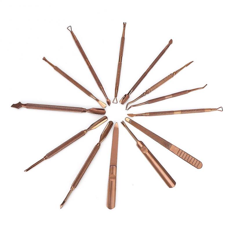 13 Pcs Steel Scales, Cuticle Remover, Fork, Dead Skin File, UV Gel Polish Remover, Nail Art Tools, 13 Pcs