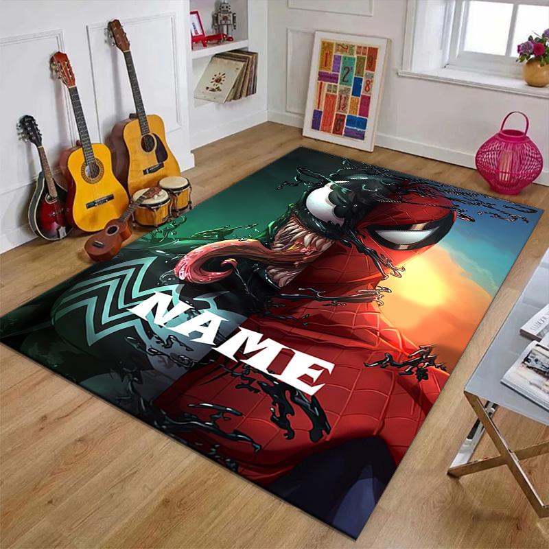 Custom Spider Man Mat Personalized Name, Polyester Washable Indoor Entryway Rug, Gift for Christmas, Easter, Thanksgiving Day