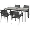 Five-Piece Casual Outdoor Dining Set, with Wood-Effect Table - Grey