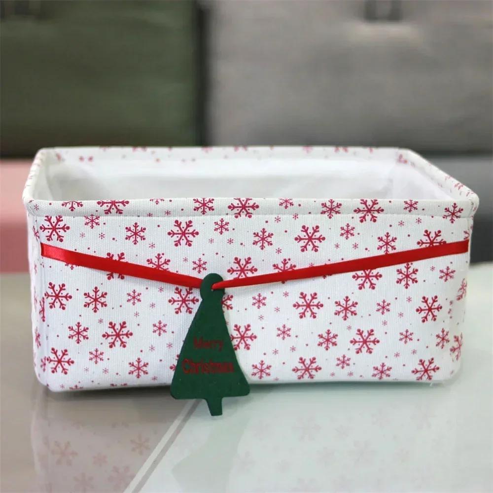 Christmas Gift Storage Box Desktop Organizer Basket Home Holiday Decor Christmas Style Oxford Cloth Candy Toys Storage Basket