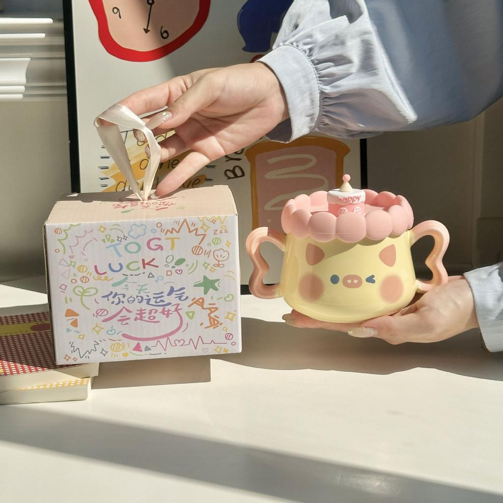 Send Girls Birthday Gifts, Cute Pig Cups, Practical Gift Boxes for Girlfriends, Children and Sisters, High-value Souvenirs