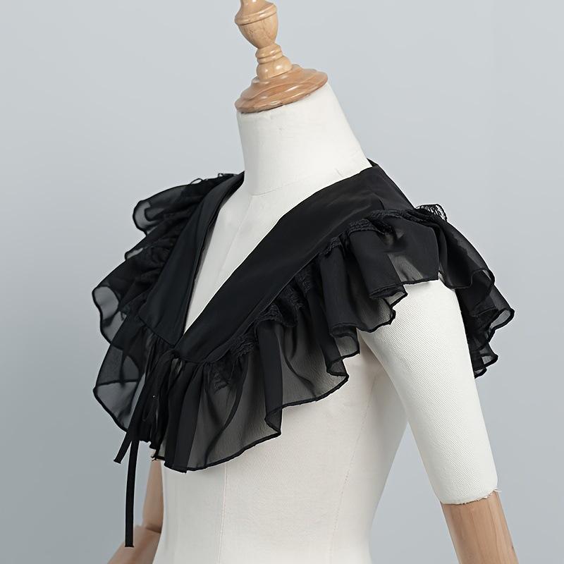 Detachable Ruffled Lace Collar, Chiffon False Cape Collar, Tie On Decor Collar Lolita Dress Accessory