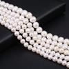 Boho Handmade Near-round Pearl AA White Natural Freshwater Pearls Beads for Jewelry Making DIY Necklace Accessories, Mother's Day Crafts 36cm