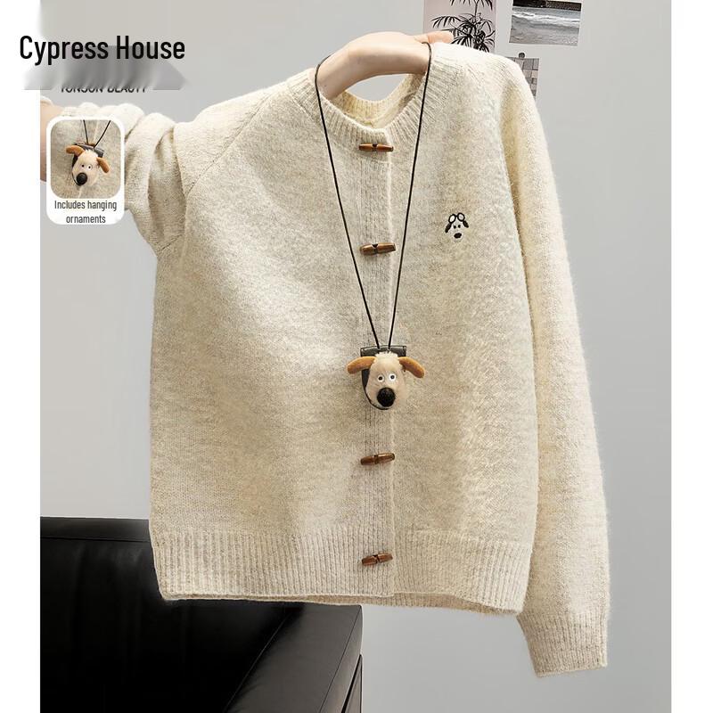 Women s Round Neck Raglan Sleeve Toggle Button Knit Cardigan One Size