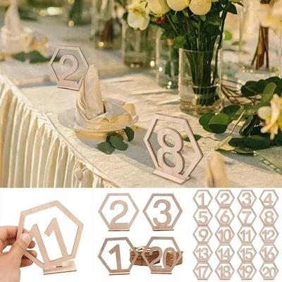 Juego de Tarjetas de Números de Mesa de Madera 1-20 con Base Decoración de Mesa para Fiesta de Cumpleaños Boda
