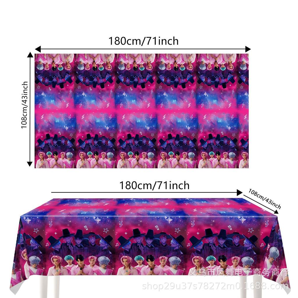 Popular Demon Hunters Themed Birthday Party Supplies Disposable Tablecloths Party Paper Plates Paper Cups Balloons