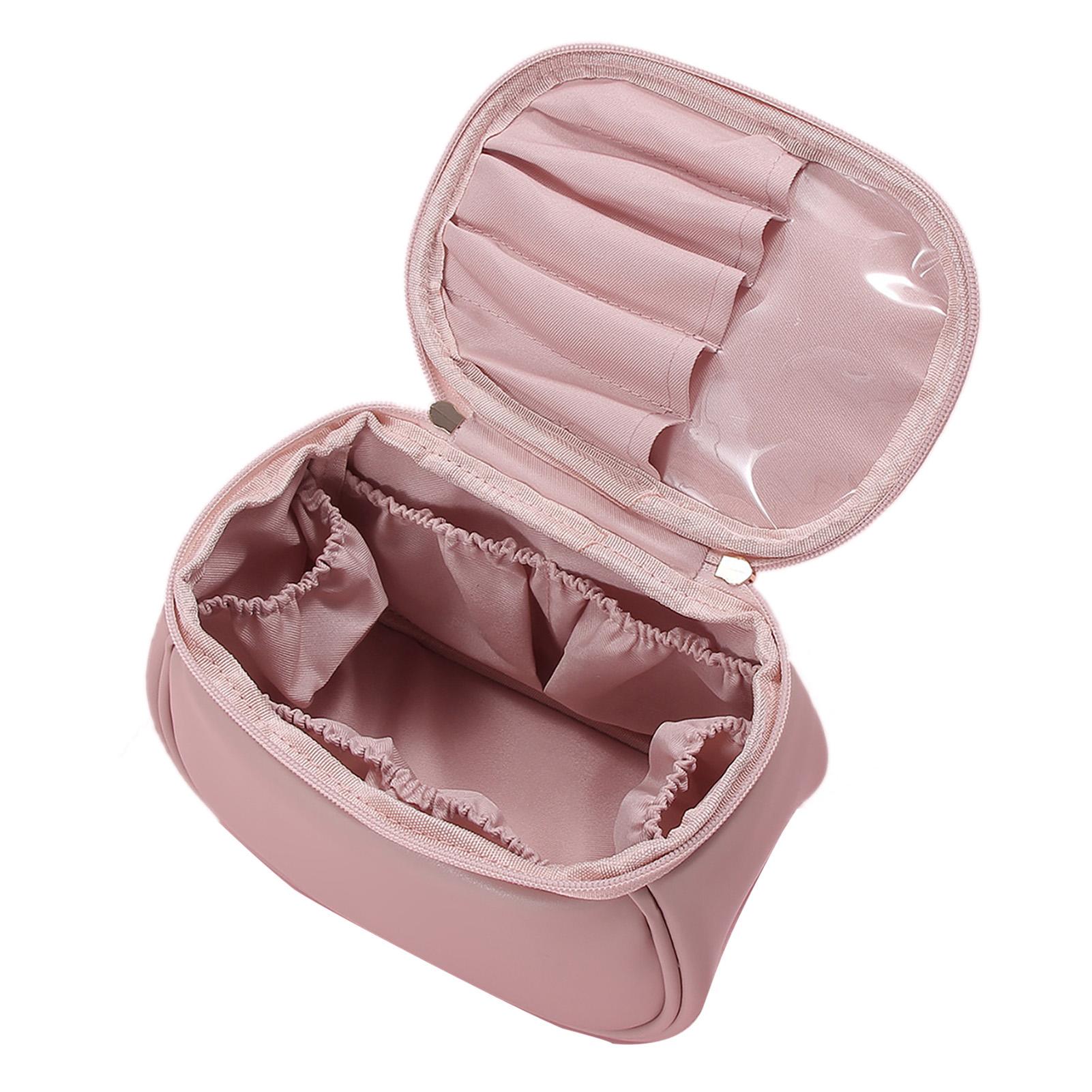 

Portable Makeup Bag Women Cute PU Leather Cosmetic Bags Big Toiletry Bag for Teen Girls Gifts Travel Pink розовый