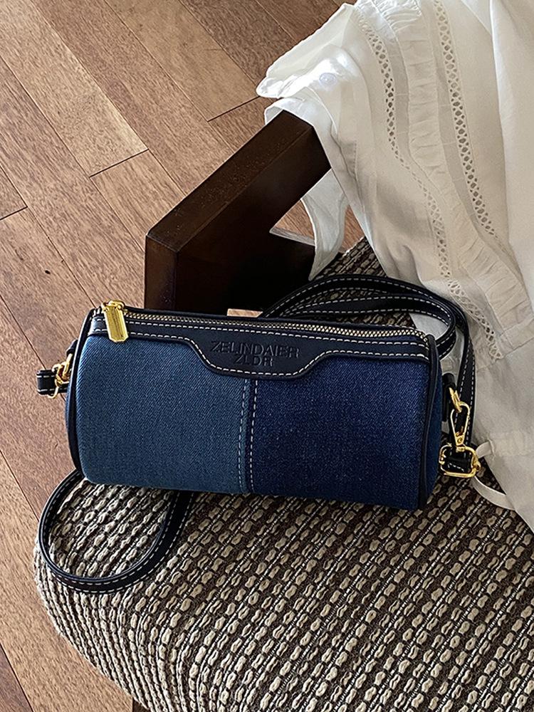 Women's 2026 Versatile Denim Cylinder Bag - Crossbody & Single-Shoulder