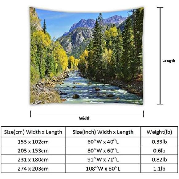 YISURE Nature Mountain Forest Tapestry, Scenic Green Pine Tree Waterfall Landscape Wall Hanging Tapestries for Home Office Dorm Indoor and Outdoor