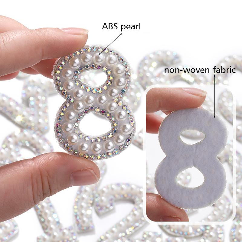 10Pcs Clothing Decal Diy Decoration Digital Patch Sparkling Crystal Pearl Digital Patch Clothing