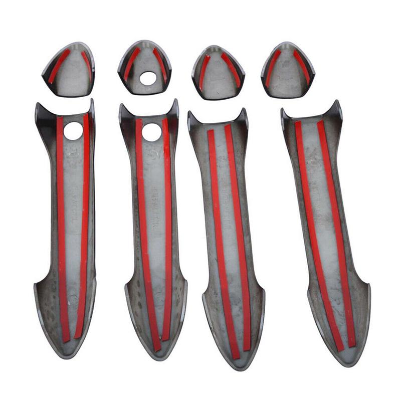 8 peças exteriores de carro, capa de moldagem de maçaneta de porta, acabamentos de fibra de carbono para Honda Accord 9th 2013 2014 2015 2016 2017