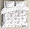 Elephant Nursery Decor Bedding Set For Bedroom Bed Home Cute Elephants Holding Heart Shape Duvet Cover Quilt Cover Pillowcase