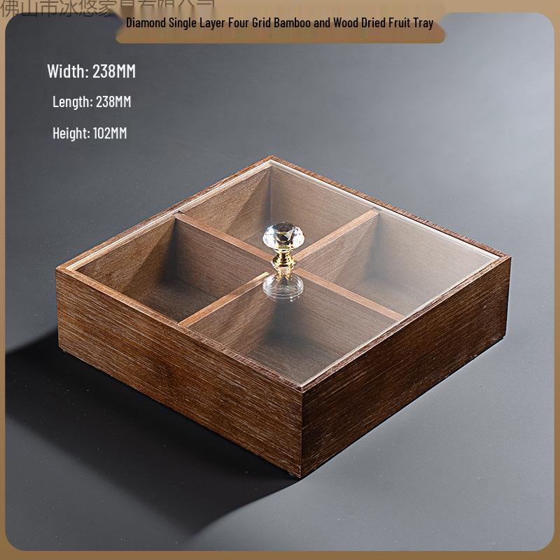 Elegant Wooden Fruit and Snack Storage Box with Lid and Dividers