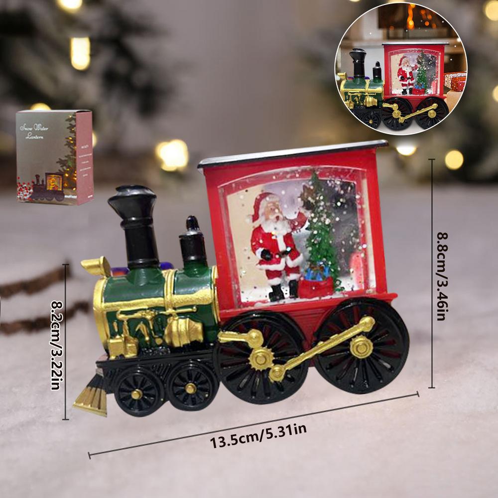 Christmas Snow Globes Lantern Retro Christmas Lanterns LED Glittering Ornaments Small Train Figurines Santa Claus Snowman