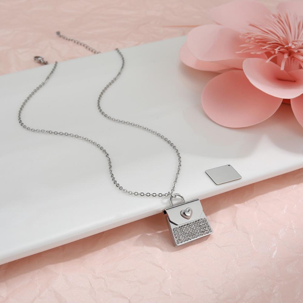 Openable Pendant Sweater Chain Rhinestone Lovers Choker Fashion Envelope Necklace  Gift