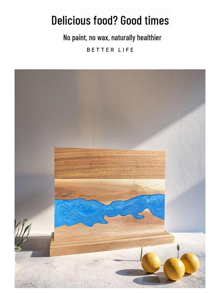 Double-Sided Magnetic Acacia Wood Knife Holder with Resin Mosaic