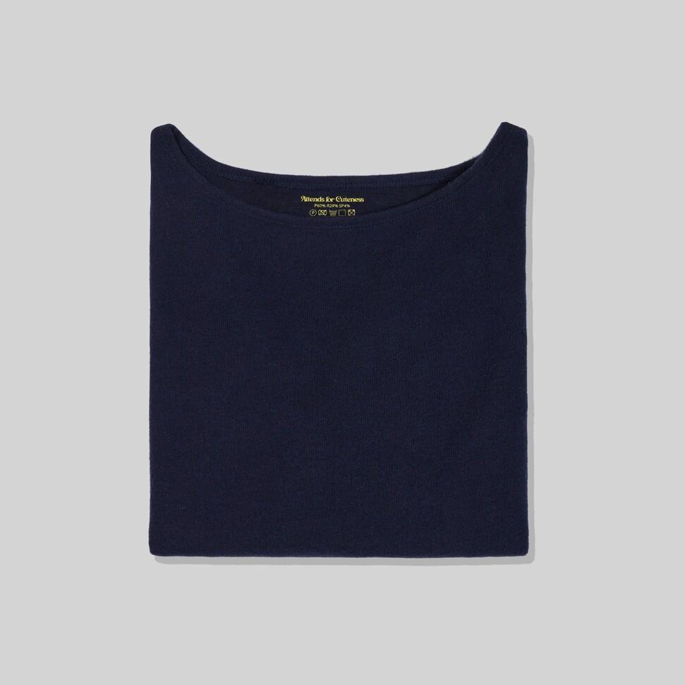Attens Restrained Boat Neck Tee Shirt (Navy)